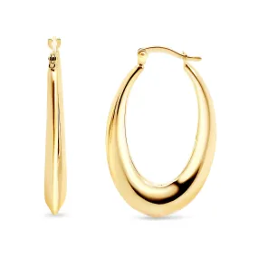 9ct Yellow Gold Silver Filled Knife Edge Hoop Earrings