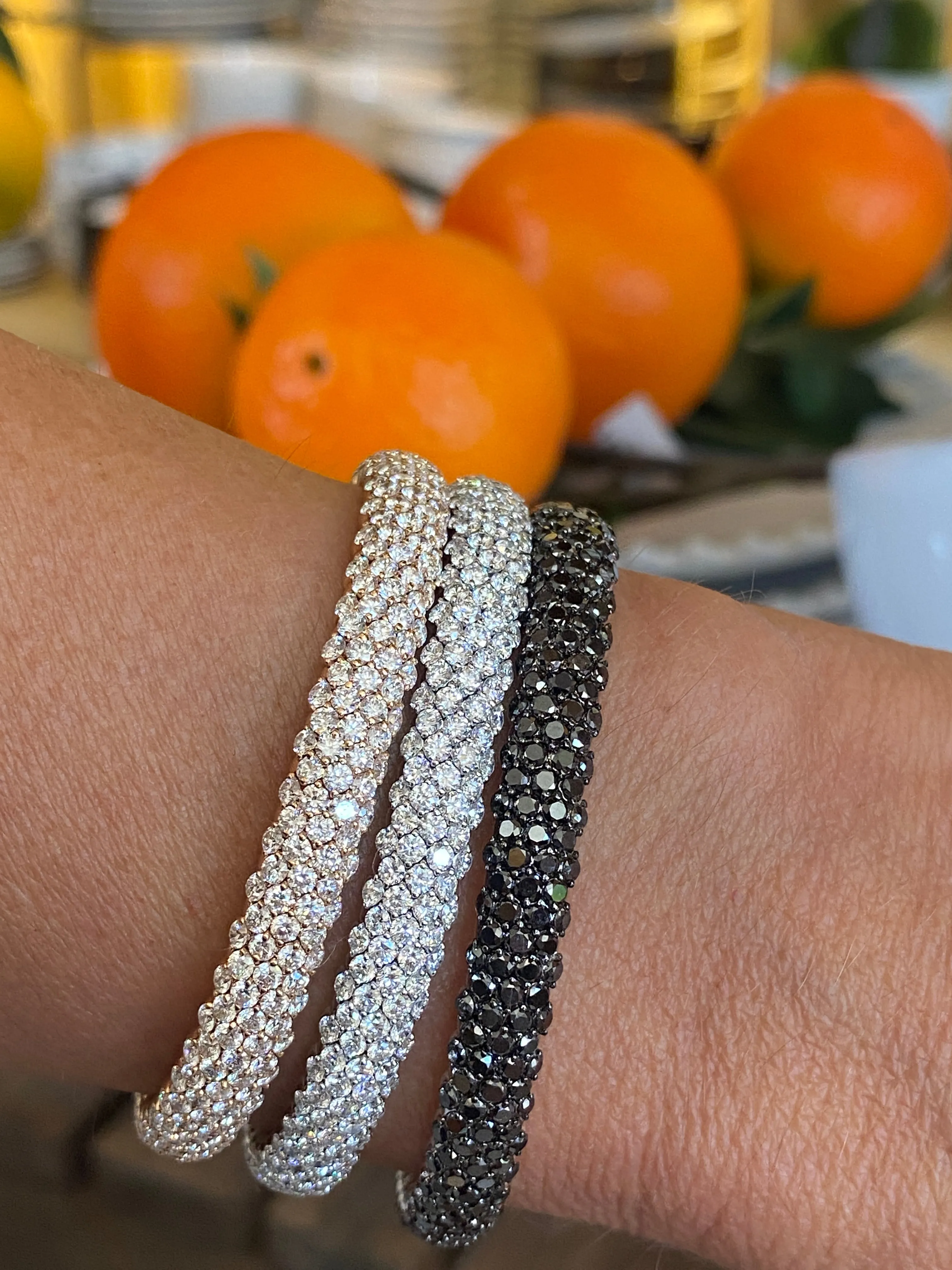 AFJ Diamond Collection - Flexible Bracelet with Diamonds, 18k Yellow Gold