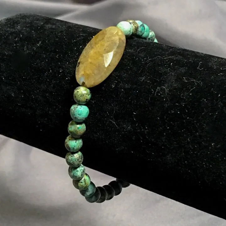 African Turquoise, Labradorite and Magnesite Bracelet