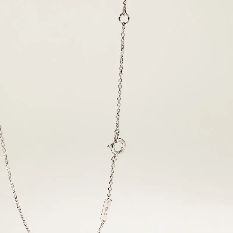 Akoya Pearl Necklace 18K White Gold Diamond Pendulum Pendant