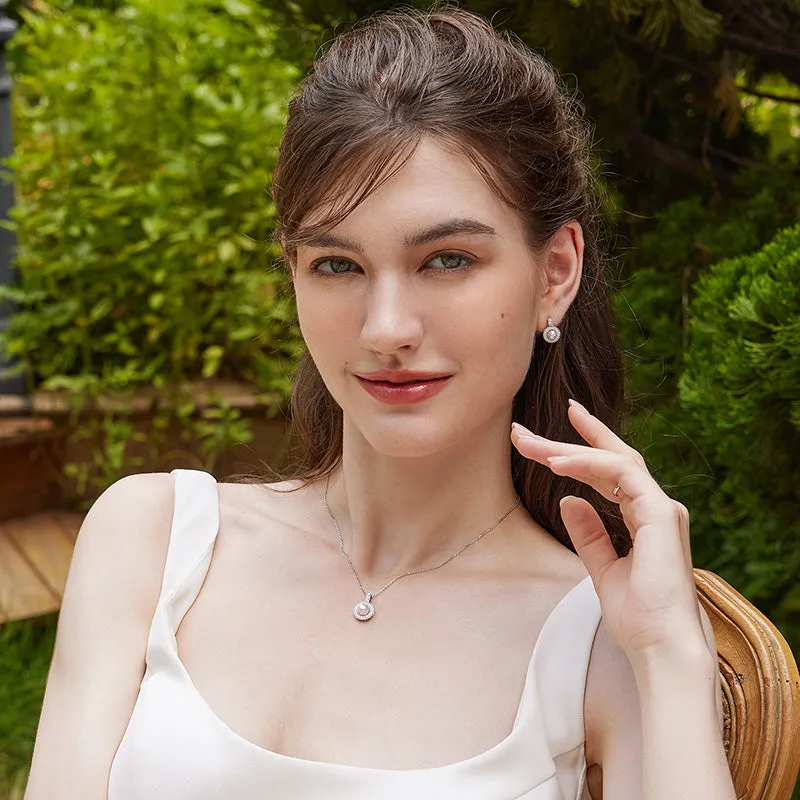 Akoya Pearl Necklace 18K White Gold Diamond Pendulum Pendant