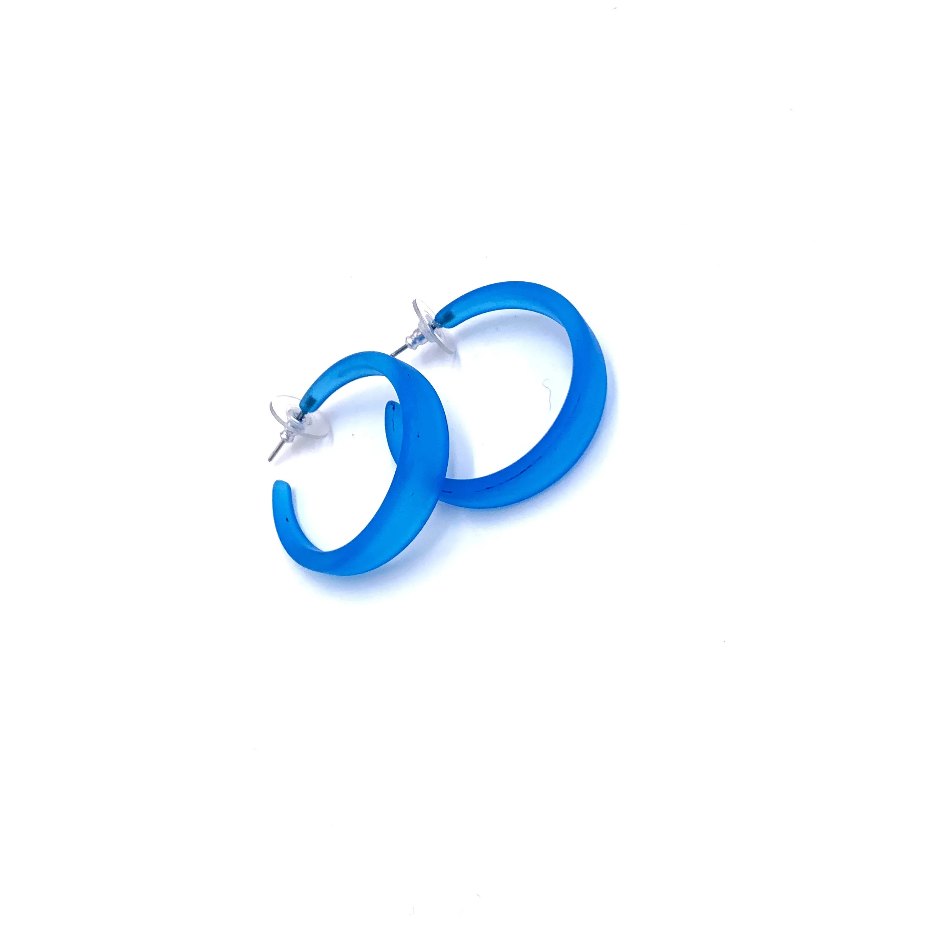 Aqua Blue Frosted Keira Hoop Earrings