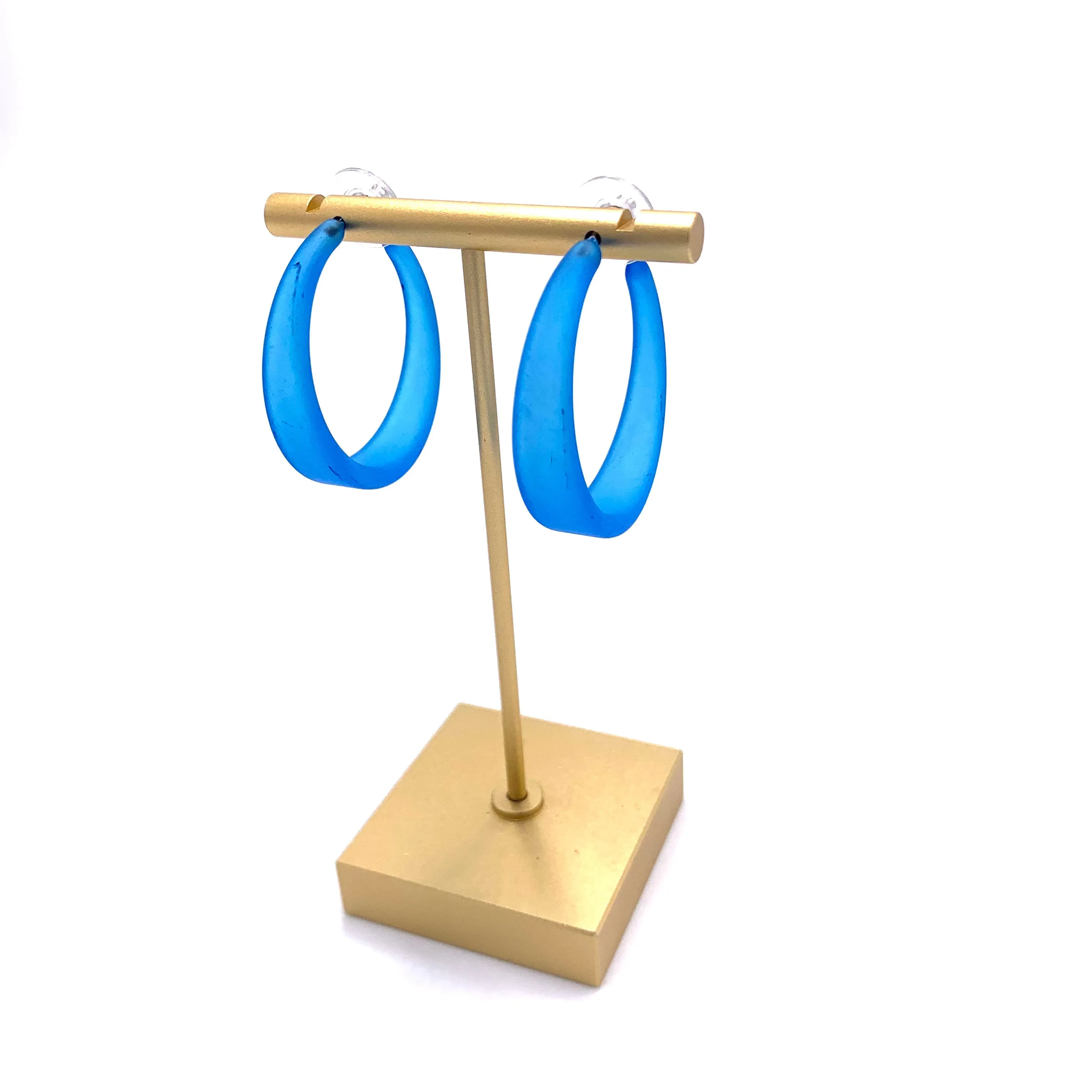 Aqua Blue Frosted Keira Hoop Earrings