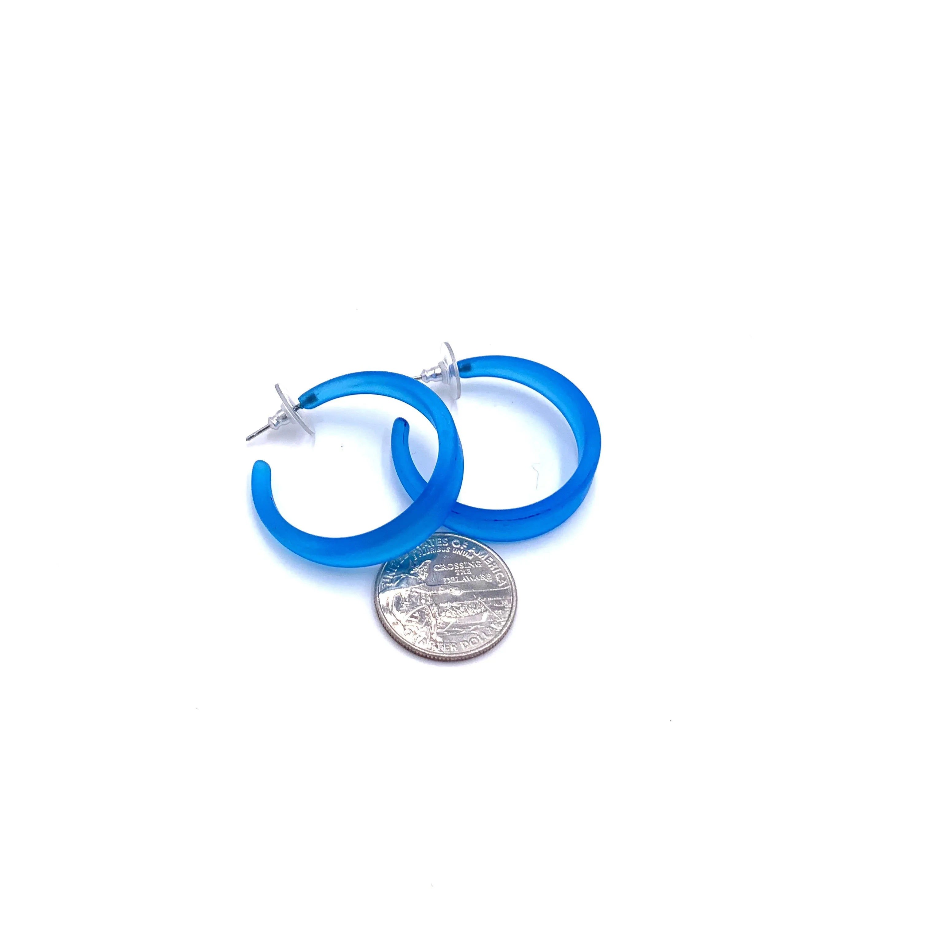 Aqua Blue Frosted Keira Hoop Earrings