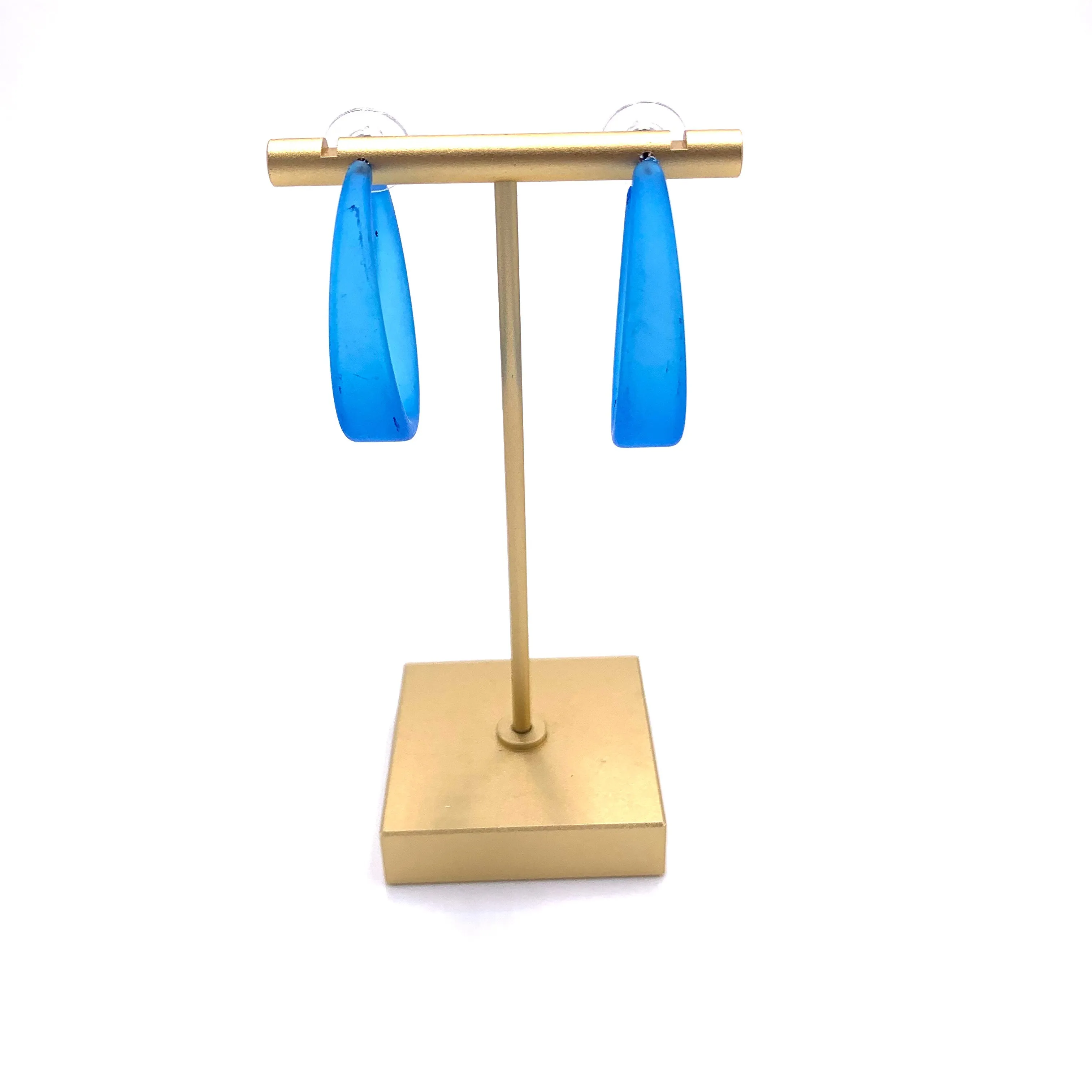 Aqua Blue Frosted Keira Hoop Earrings