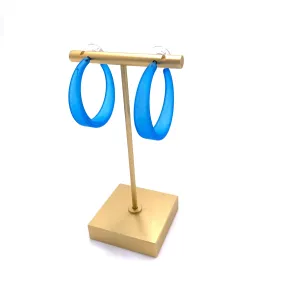 Aqua Blue Frosted Keira Hoop Earrings