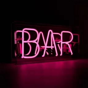 'bar' Glass Neon Sign - Green or pink