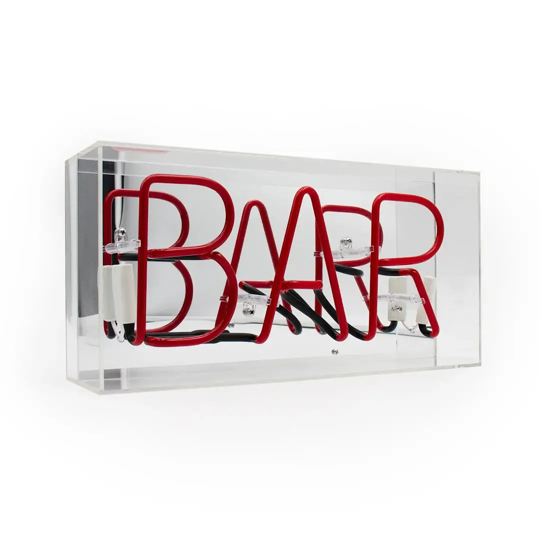 'bar' Glass Neon Sign - Green or pink