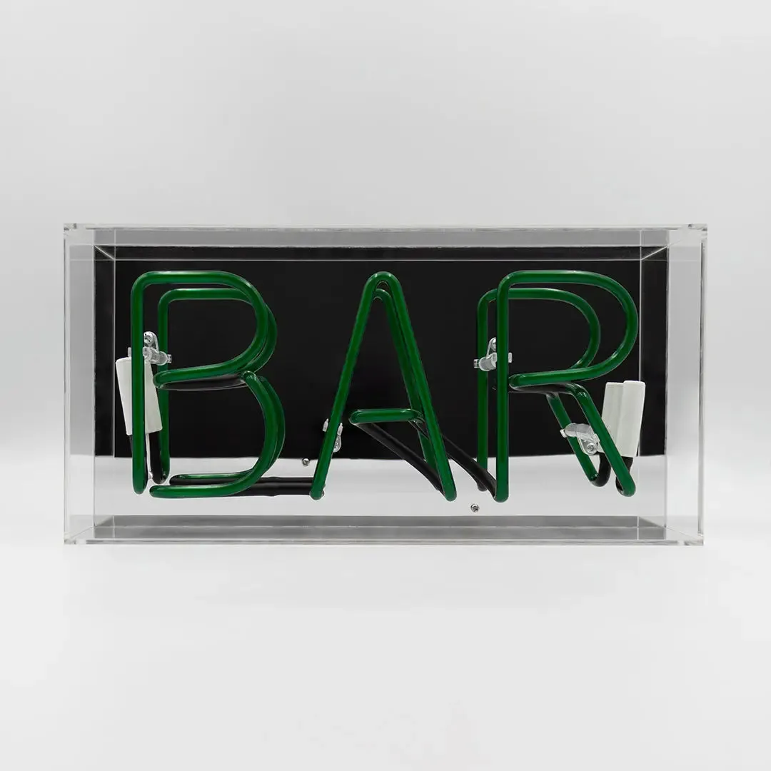 'bar' Glass Neon Sign - Green or pink