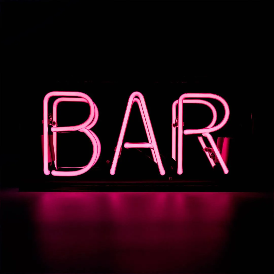 'bar' Glass Neon Sign - Green or pink