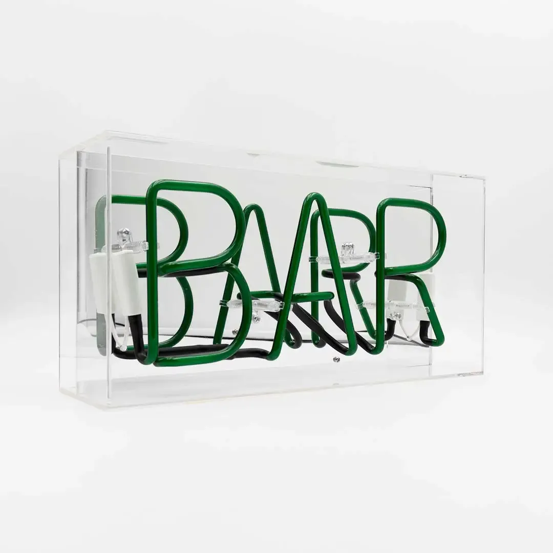 'bar' Glass Neon Sign - Green or pink