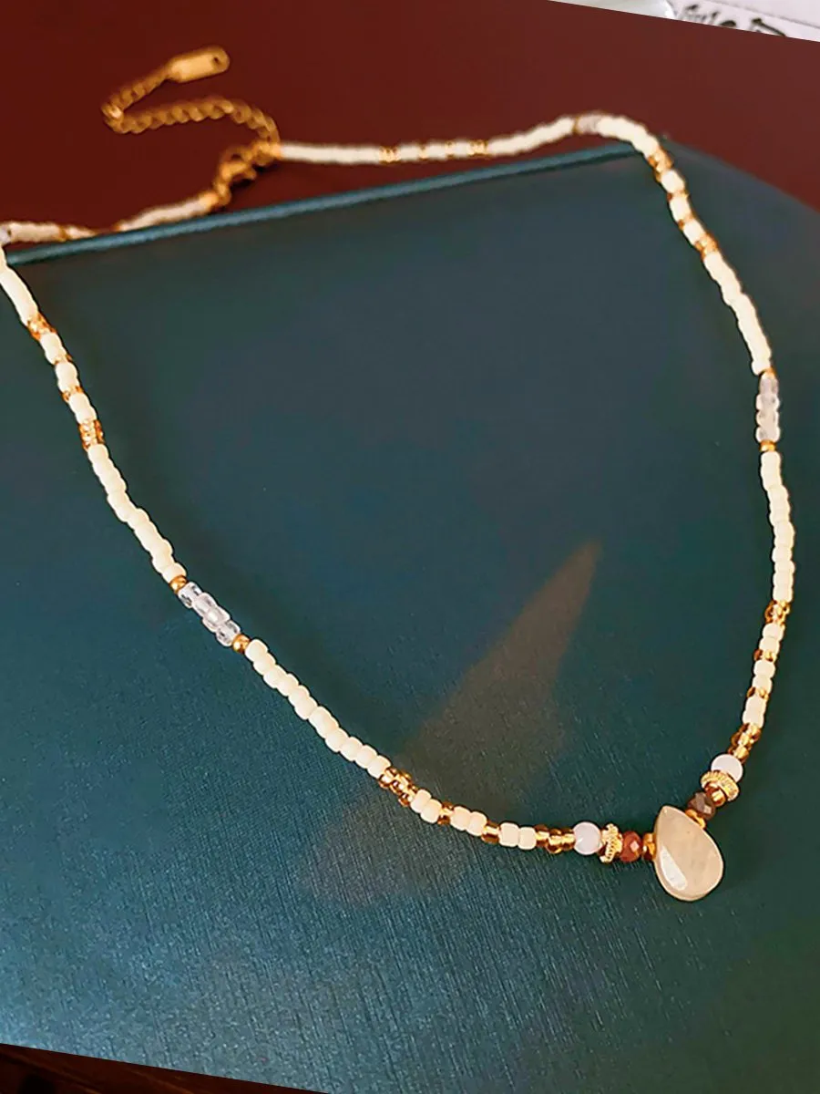 Baroque Freshwater Pearl Colored Natural Stone Necklace