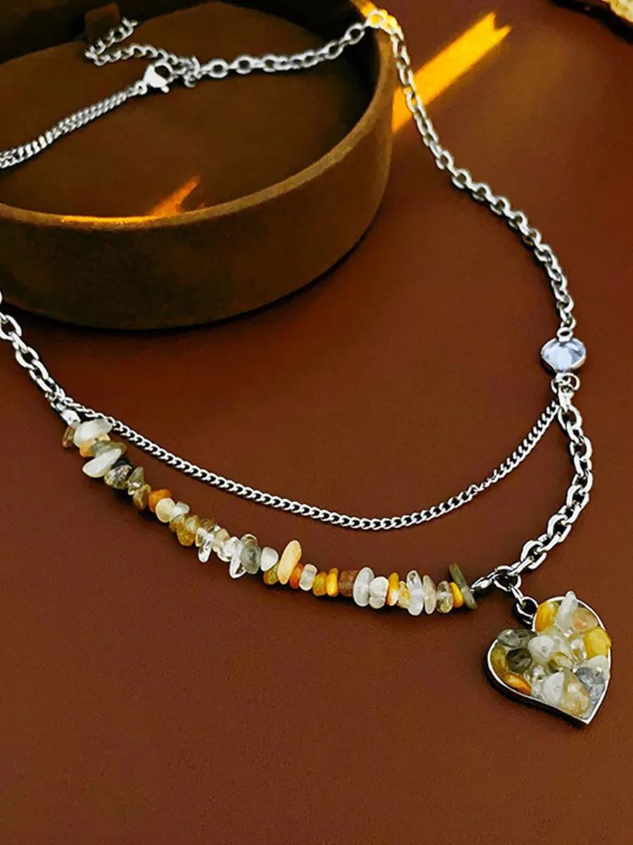 Baroque Freshwater Pearl Colored Natural Stone Necklace