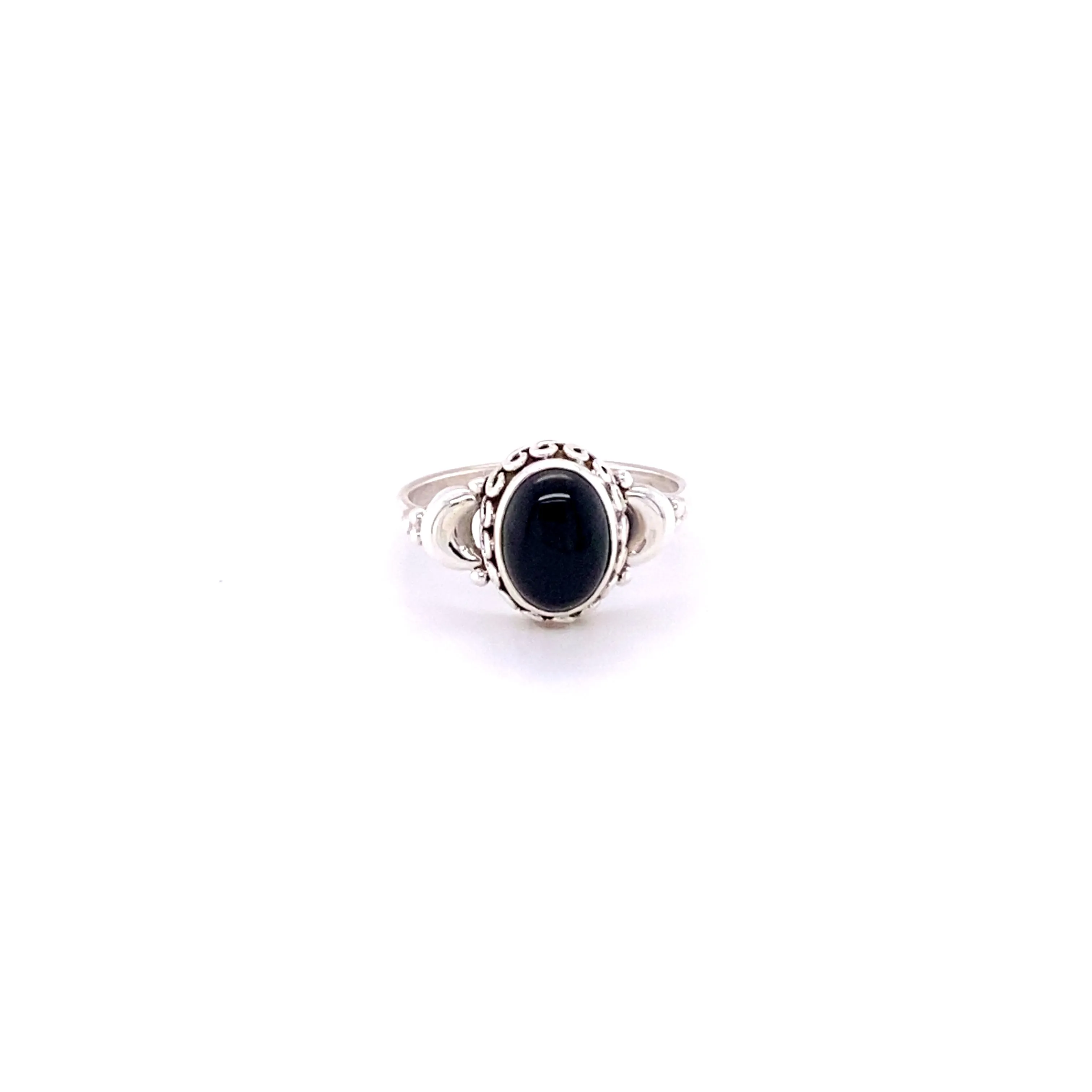 Beautiful Oval Gemstone Ring with Small Moons