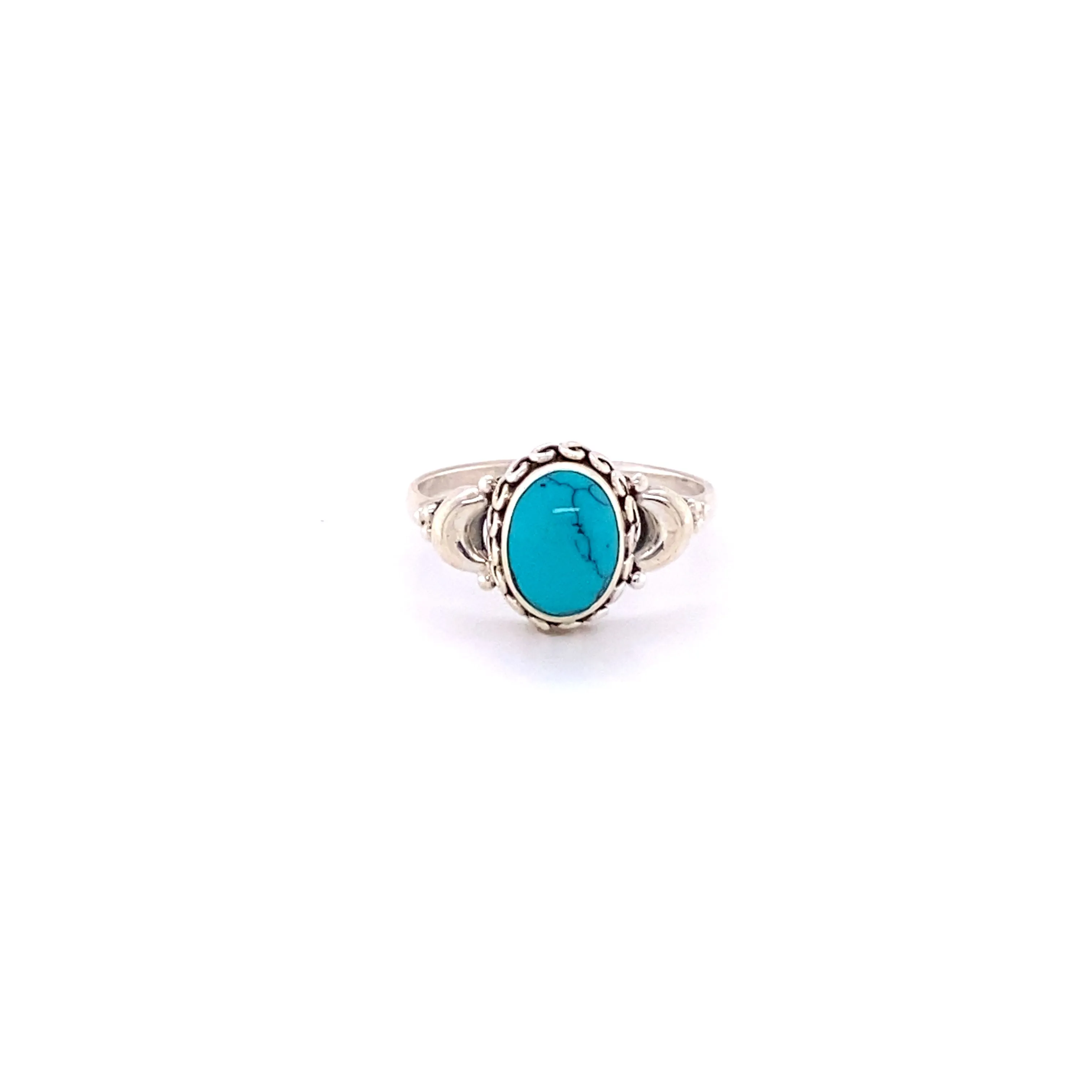 Beautiful Oval Gemstone Ring with Small Moons
