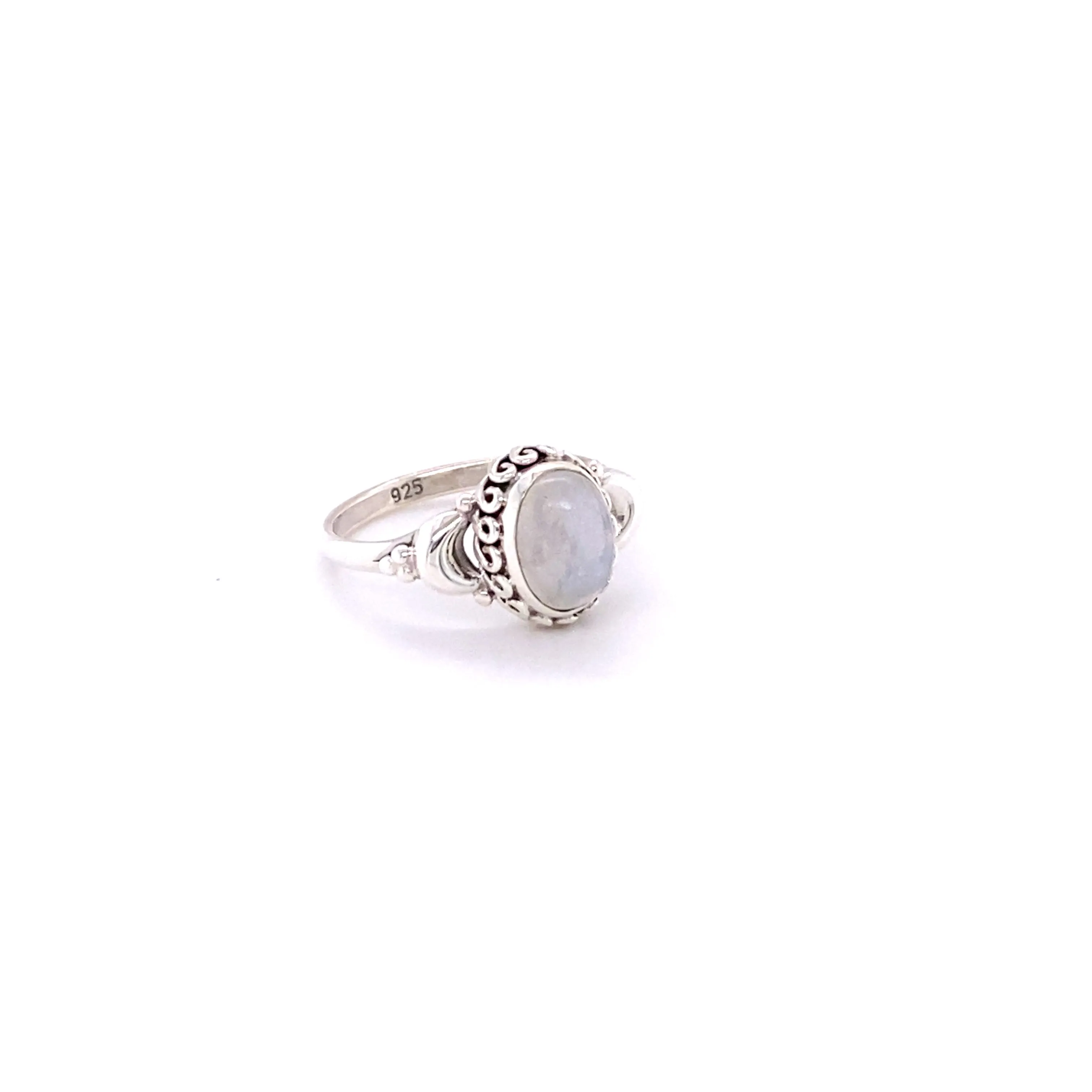 Beautiful Oval Gemstone Ring with Small Moons