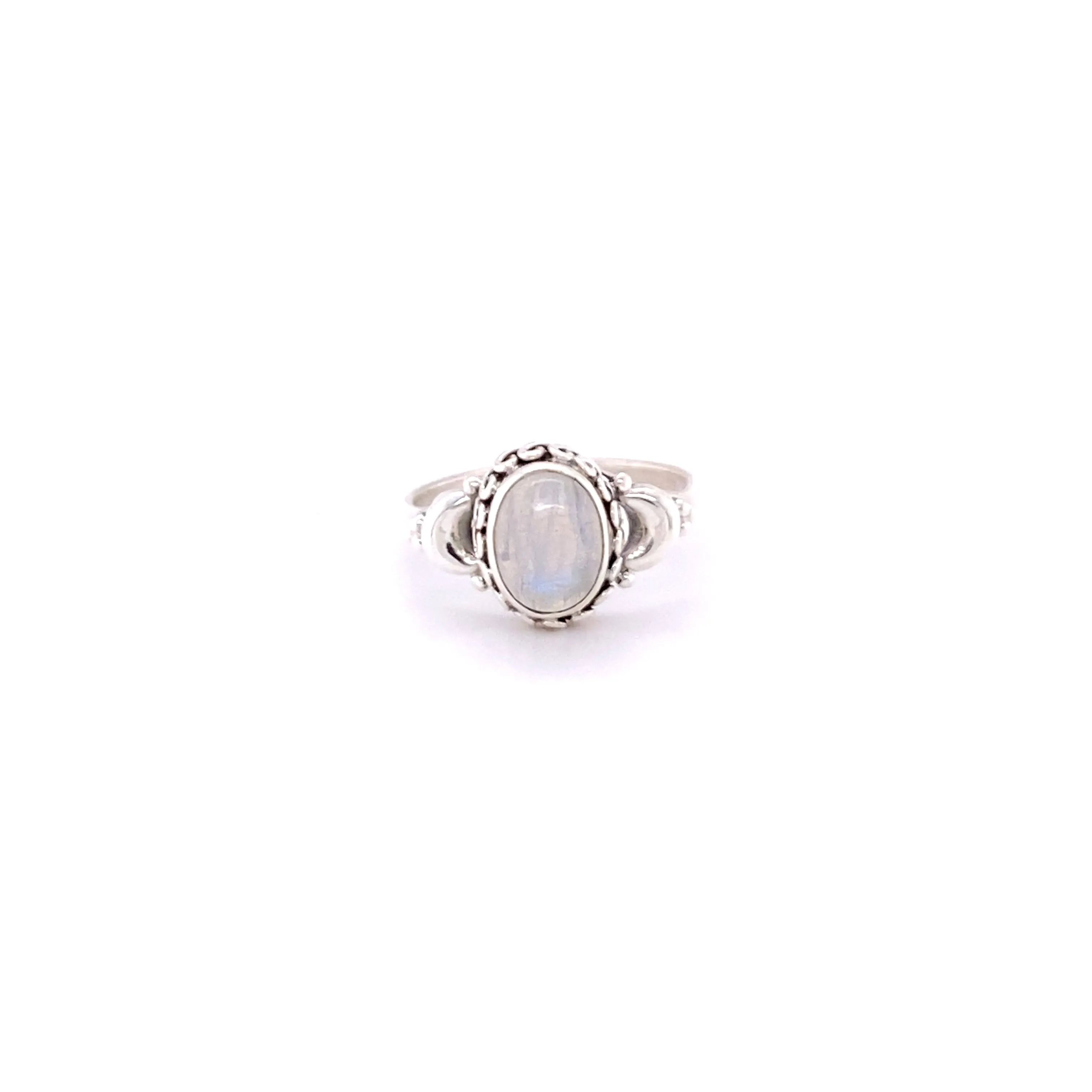 Beautiful Oval Gemstone Ring with Small Moons