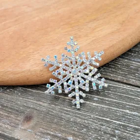 BESHEEK Silvertone Rhinestone Studded Snowflake Professional Artisan Brooch Pin | Handmade Hypoallergenic Office, Suit, Networking Style Jewelry