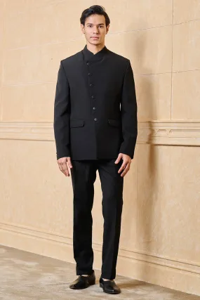 Black Classic Crepe Bandhgala