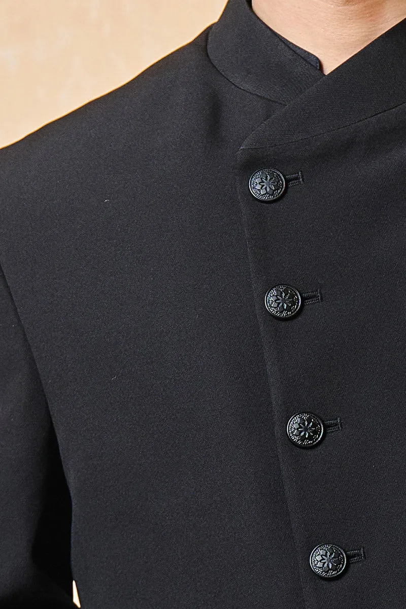 Black Classic Crepe Bandhgala