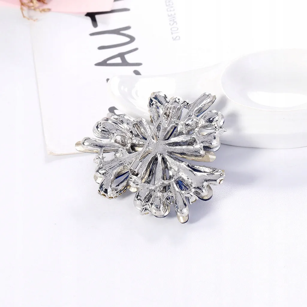 Blue flower - brooch with cubic zirconia