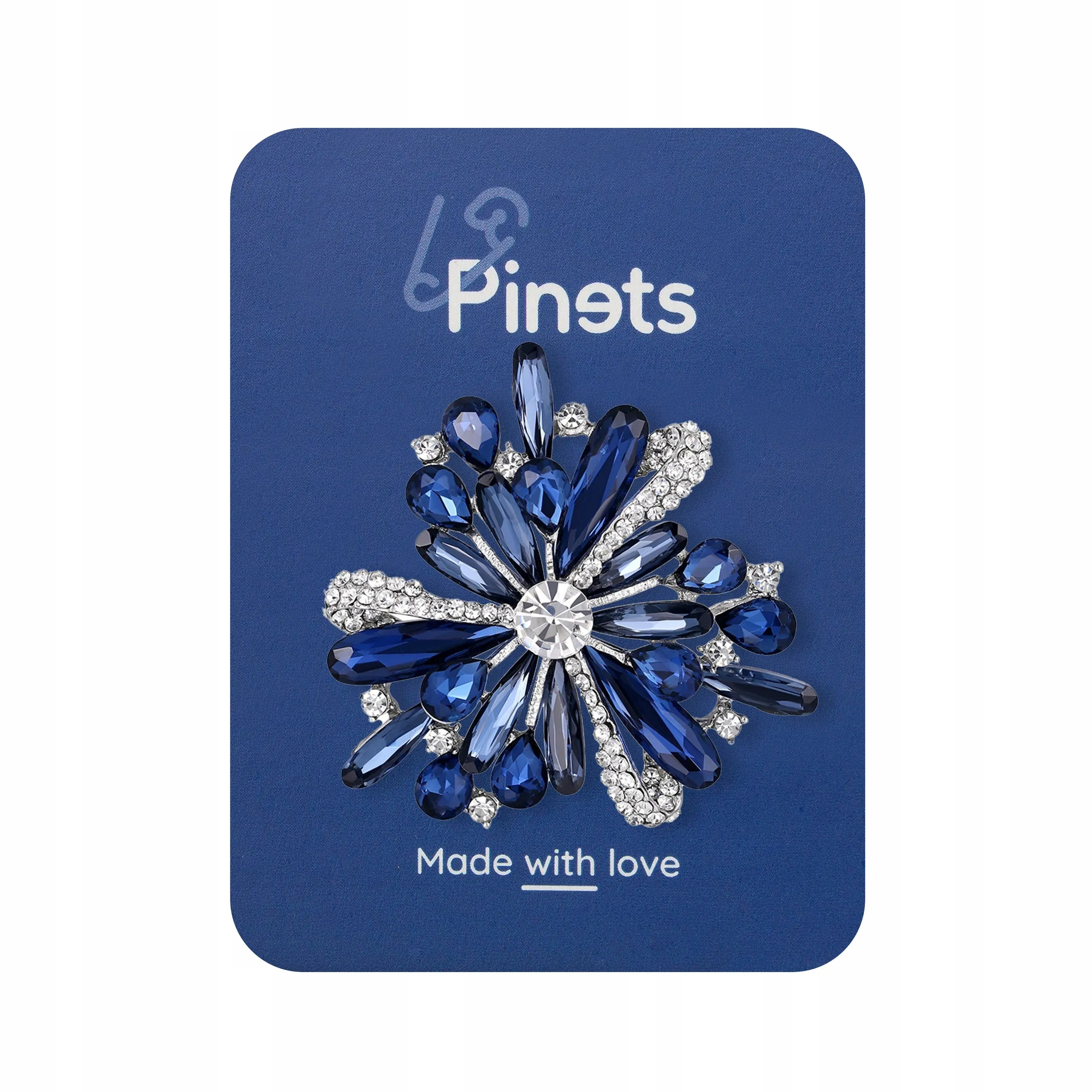 Blue flower - brooch with cubic zirconia