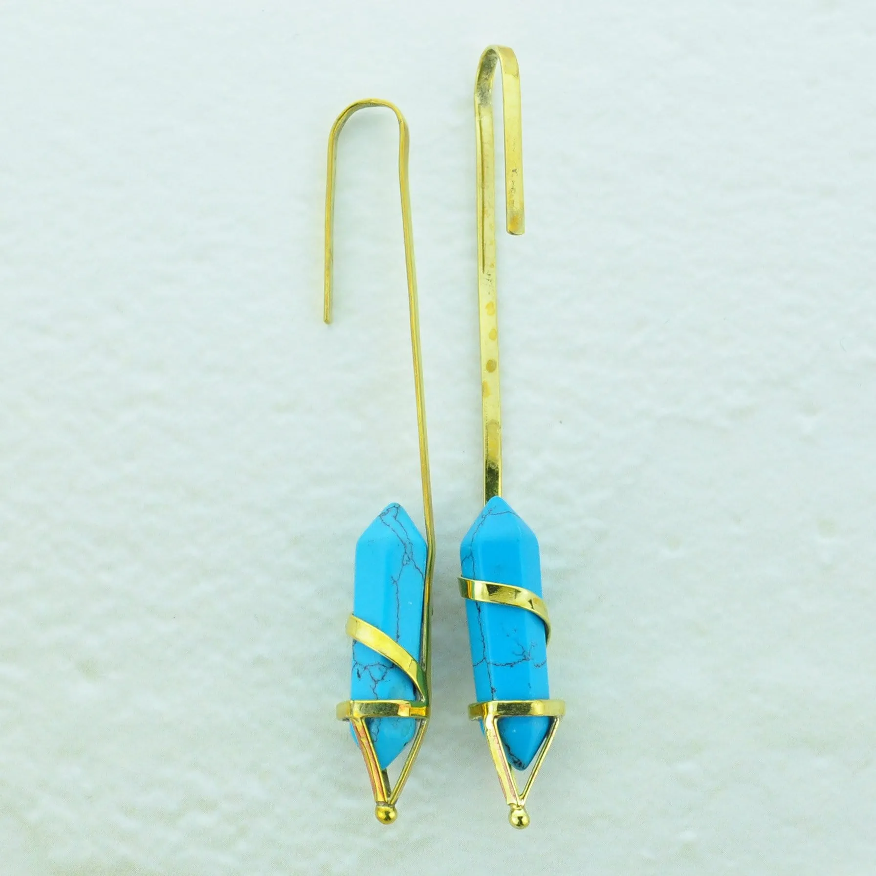Brass Earrings Hangers with Turquoise Generator Bead