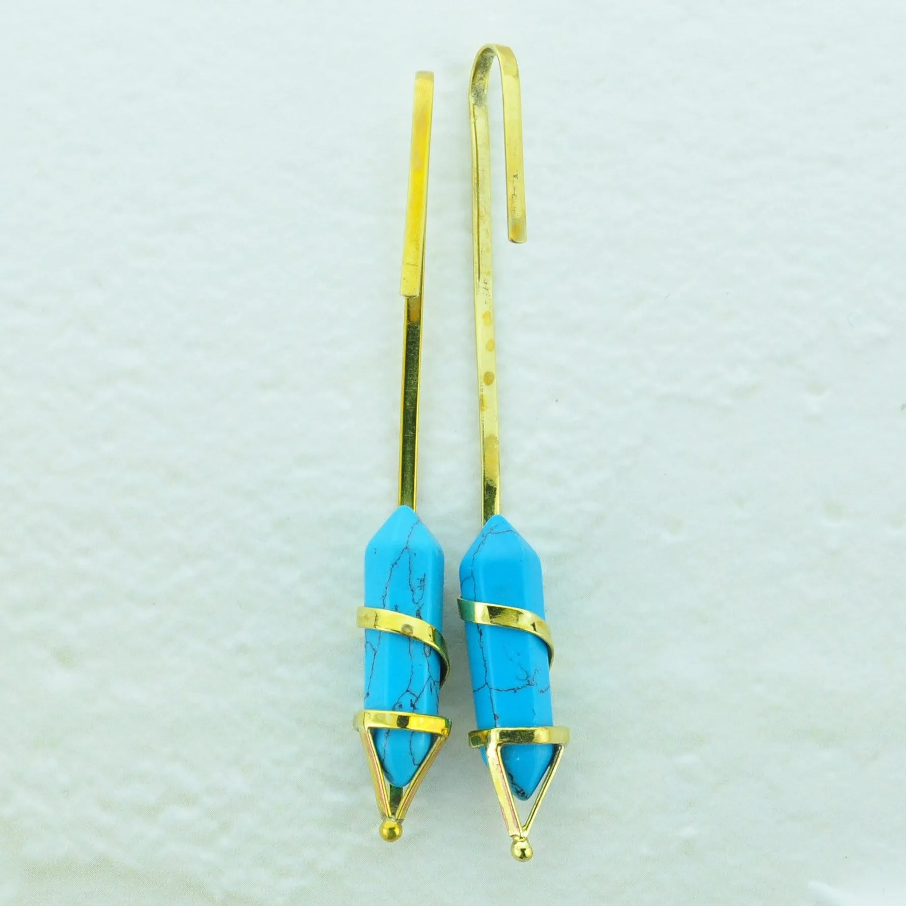 Brass Earrings Hangers with Turquoise Generator Bead