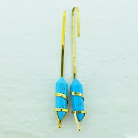 Brass Earrings Hangers with Turquoise Generator Bead