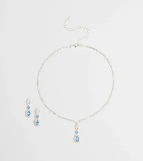 Call Me Princess Rhinestone Necklace And Earrings Set