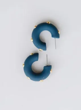 Candace Navy Small Hoop