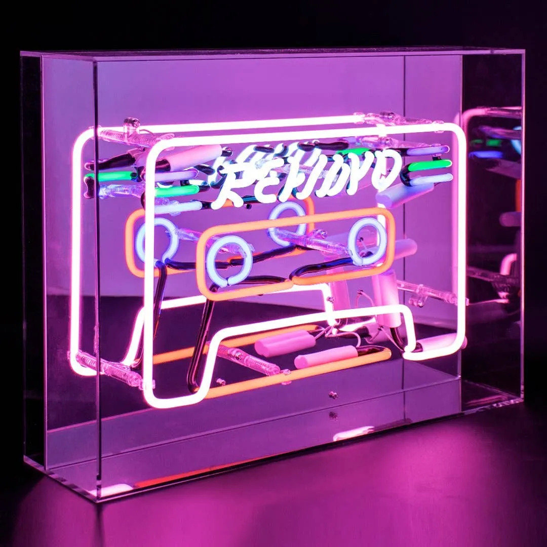 'cassette' Large Glass Neon Sign