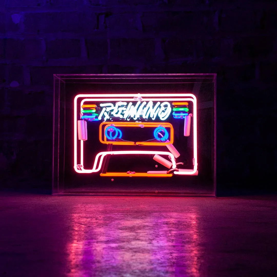 'cassette' Large Glass Neon Sign