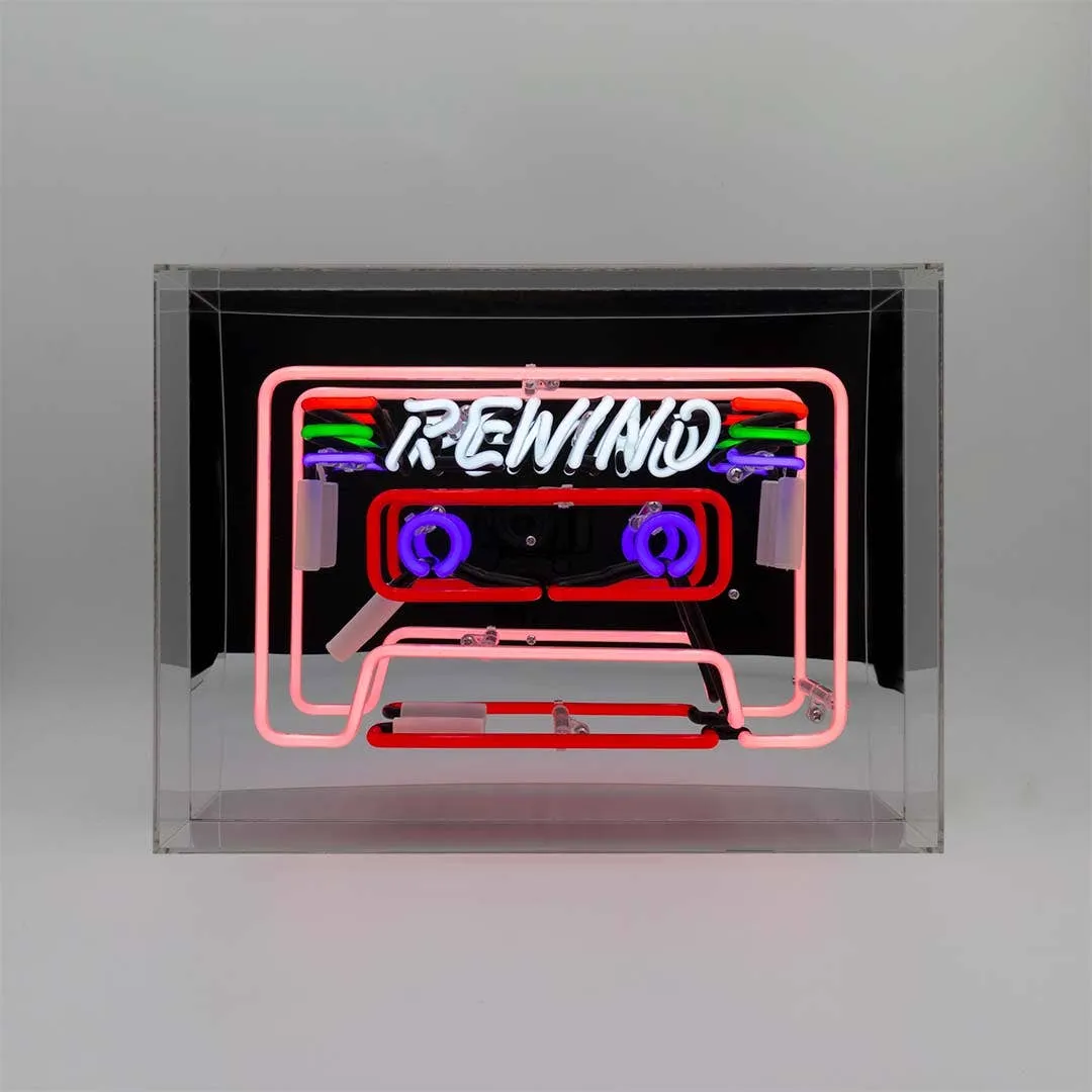 'cassette' Large Glass Neon Sign