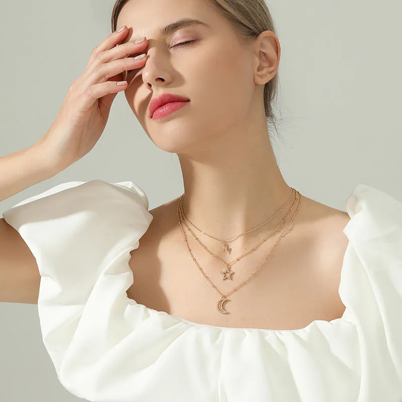 Celestial Charm Layered Necklace with French Flair