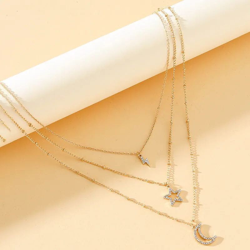 Celestial Charm Layered Necklace with French Flair