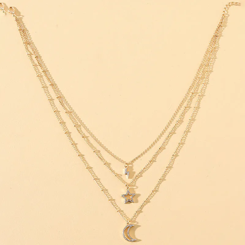 Celestial Charm Layered Necklace with French Flair
