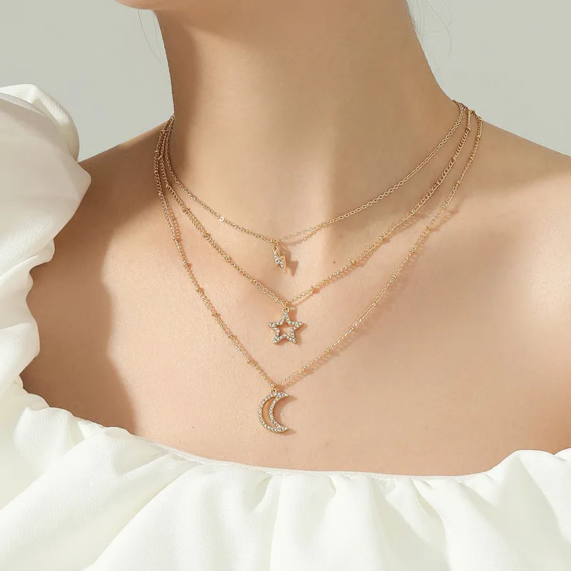 Celestial Charm Layered Necklace with French Flair