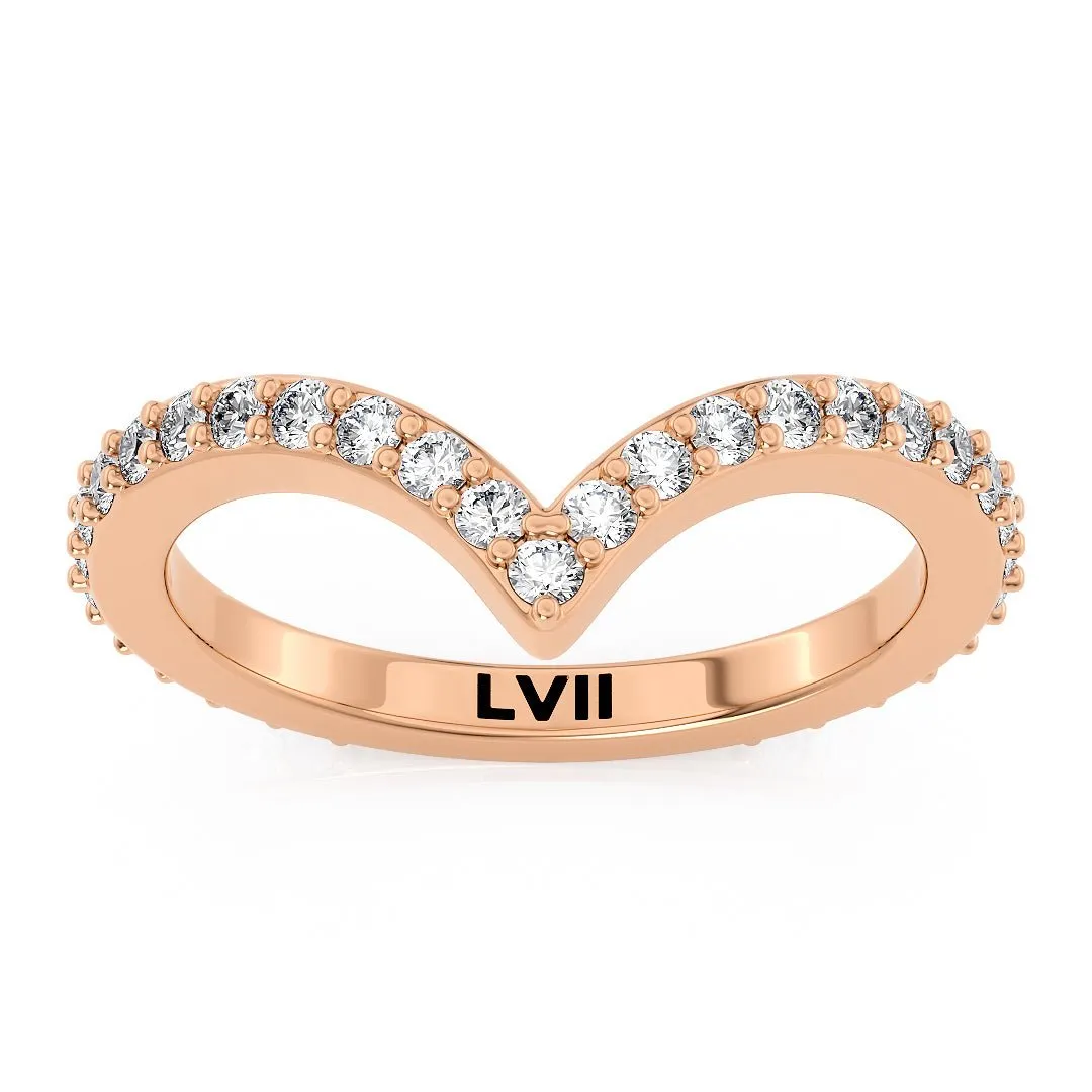 Chevron Style Wedding Bands with Lab-Grown Diamonds - The Melbourne Wedding Band