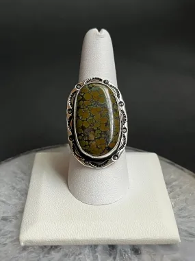 •CHINESE TURQUOISE• Navajo silver ring (size 10)