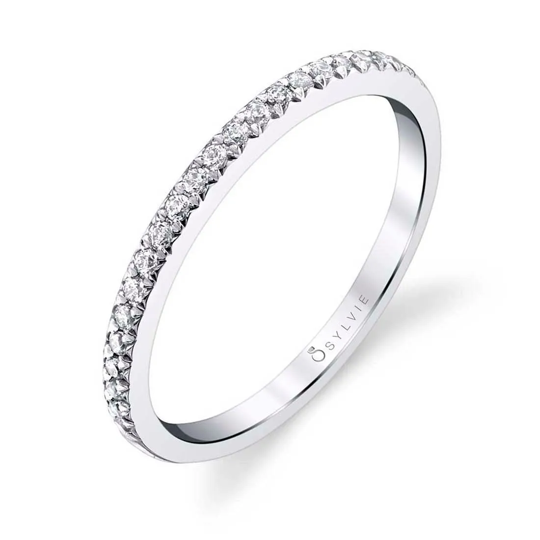 Classic Diamond Wedding Band 18k Gold White