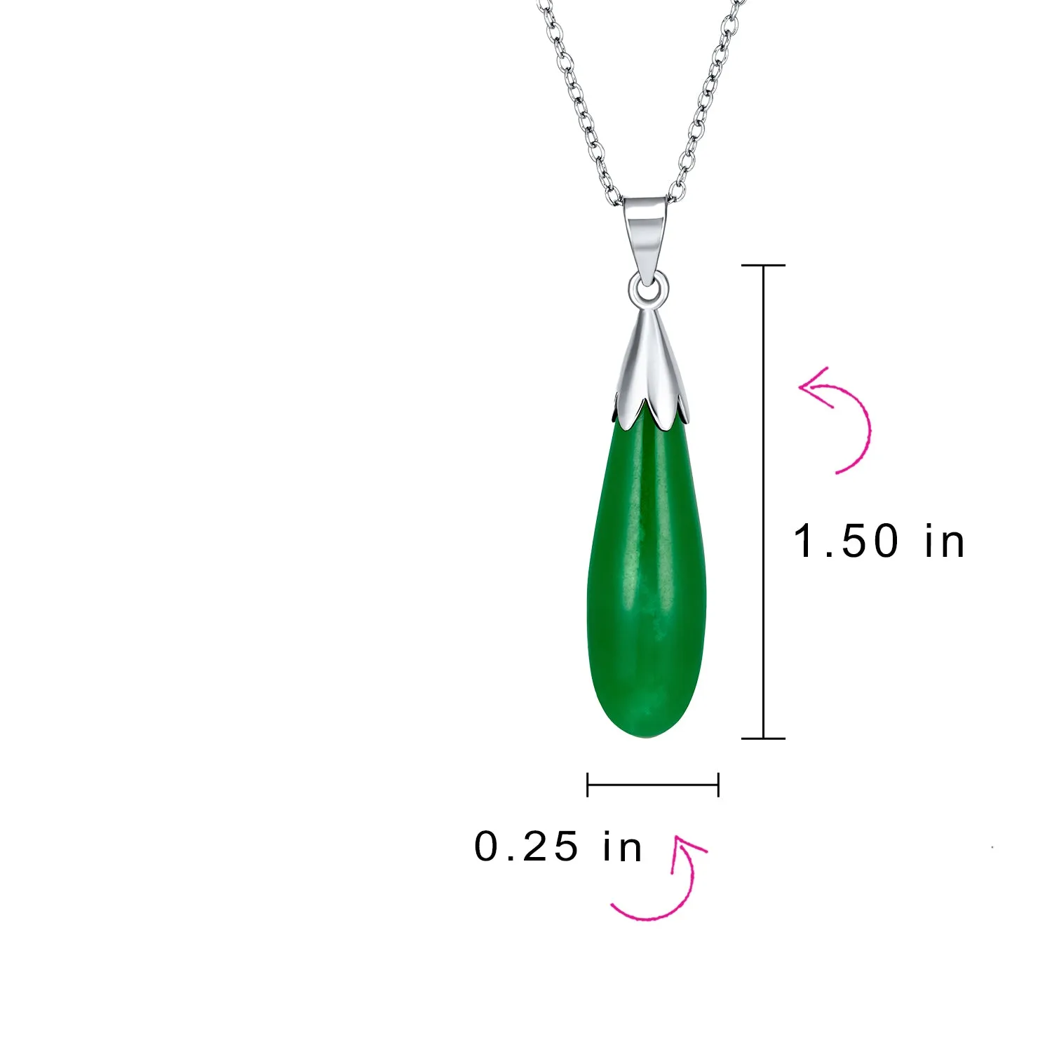 Classic Semi-Precious Gemstone Teardrop Pendant Necklace 14K Gold Plated Silver