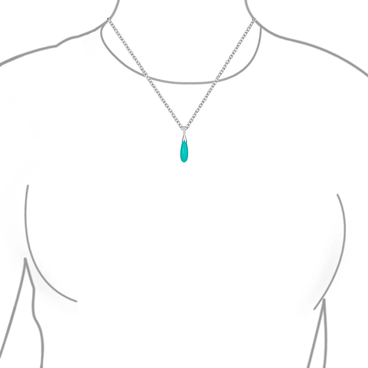Classic Semi-Precious Gemstone Teardrop Pendant Necklace 14K Gold Plated Silver