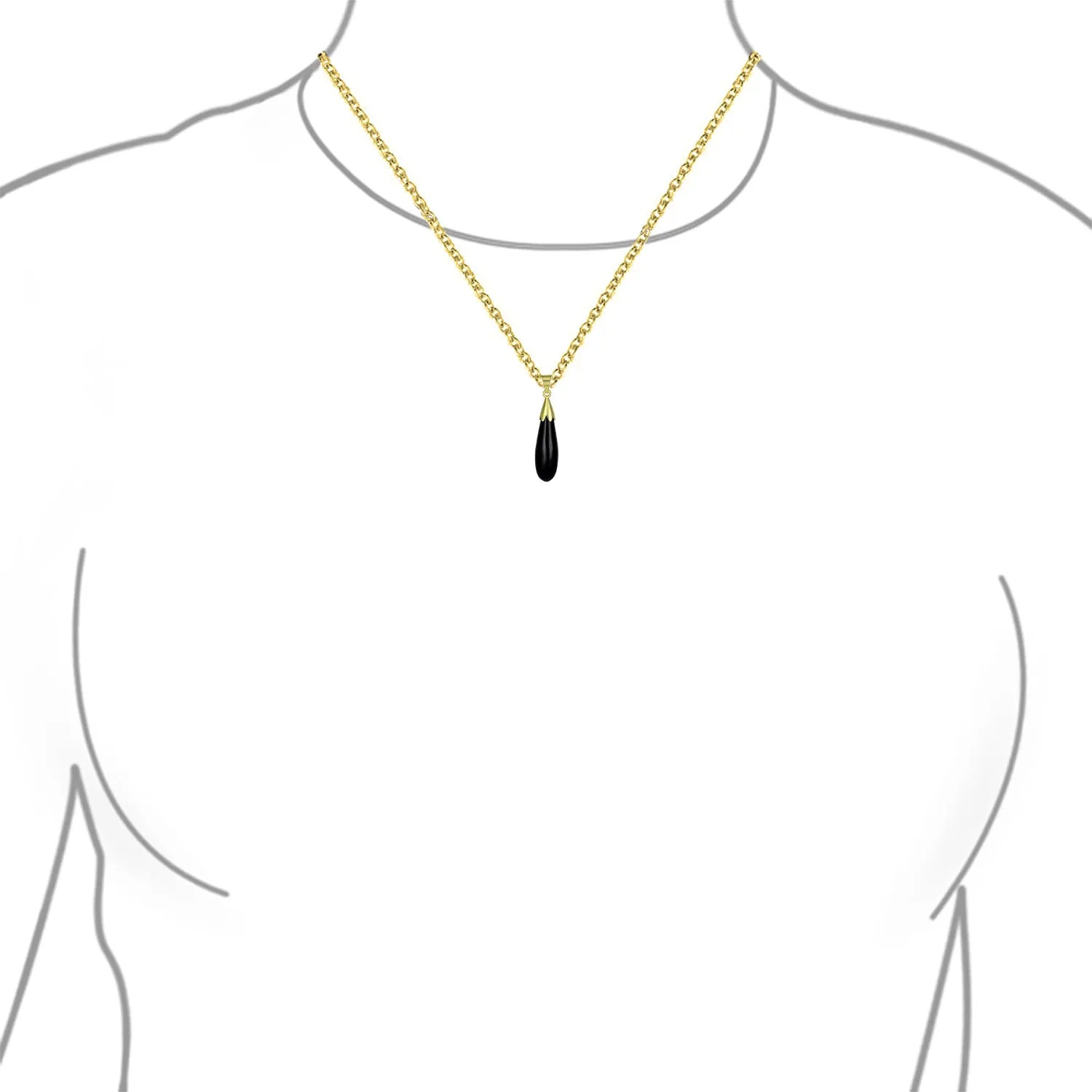 Classic Semi-Precious Gemstone Teardrop Pendant Necklace 14K Gold Plated Silver