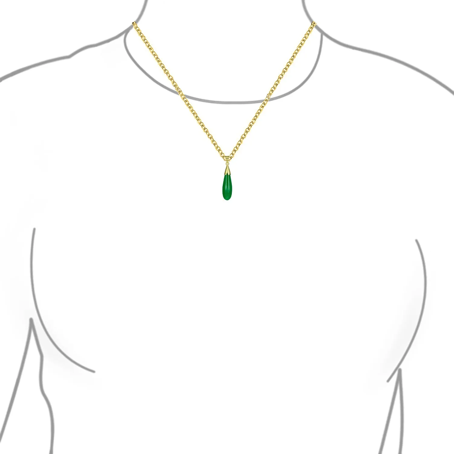 Classic Semi-Precious Gemstone Teardrop Pendant Necklace 14K Gold Plated Silver