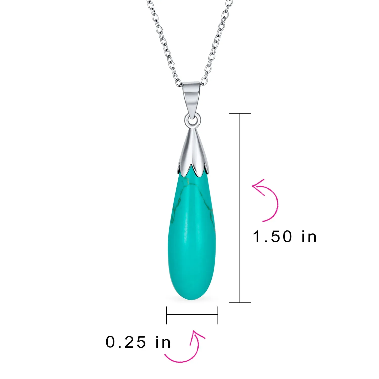 Classic Semi-Precious Gemstone Teardrop Pendant Necklace 14K Gold Plated Silver