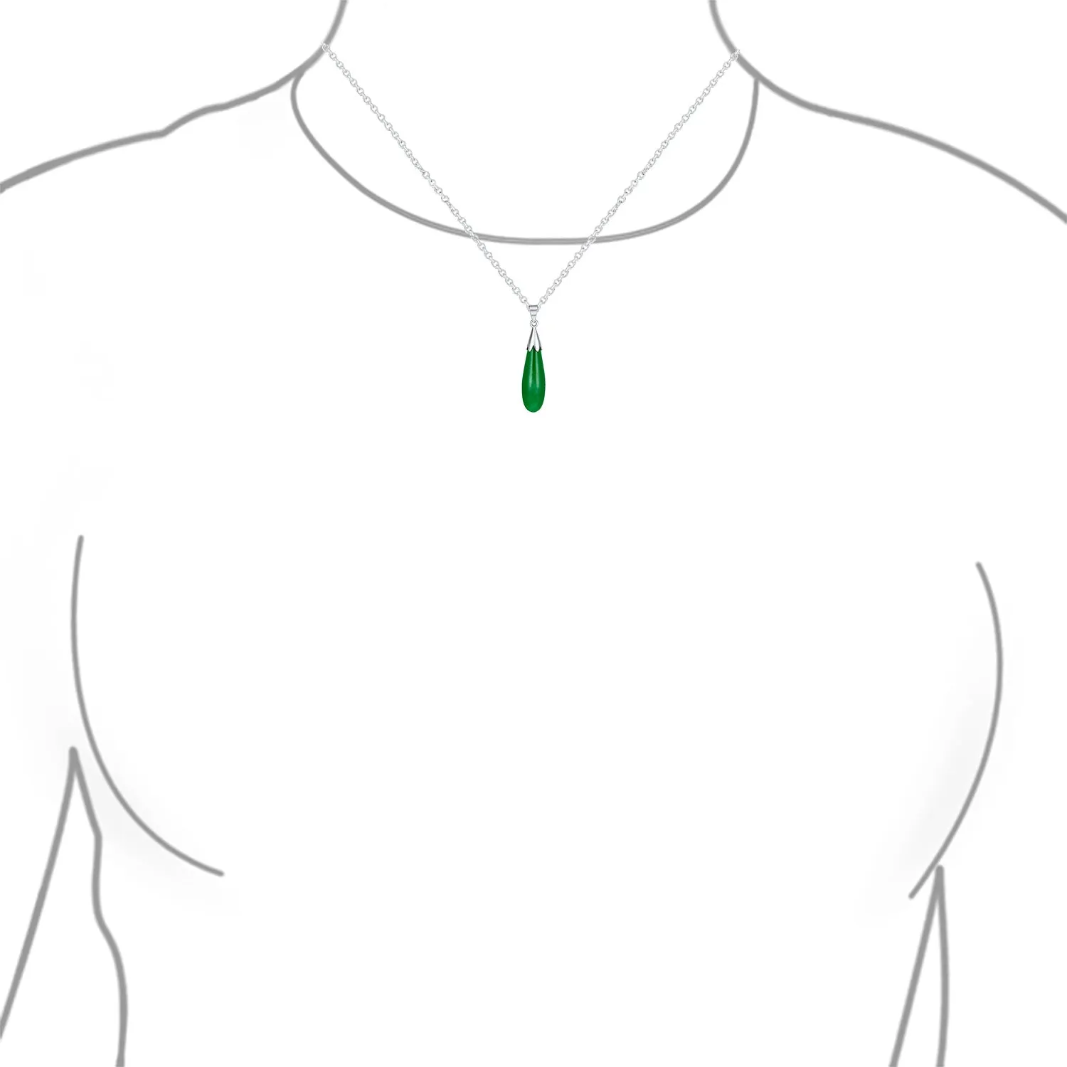 Classic Semi-Precious Gemstone Teardrop Pendant Necklace 14K Gold Plated Silver