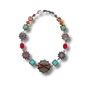 ColorFULL Necklace with Czech Glass and Cinnabar