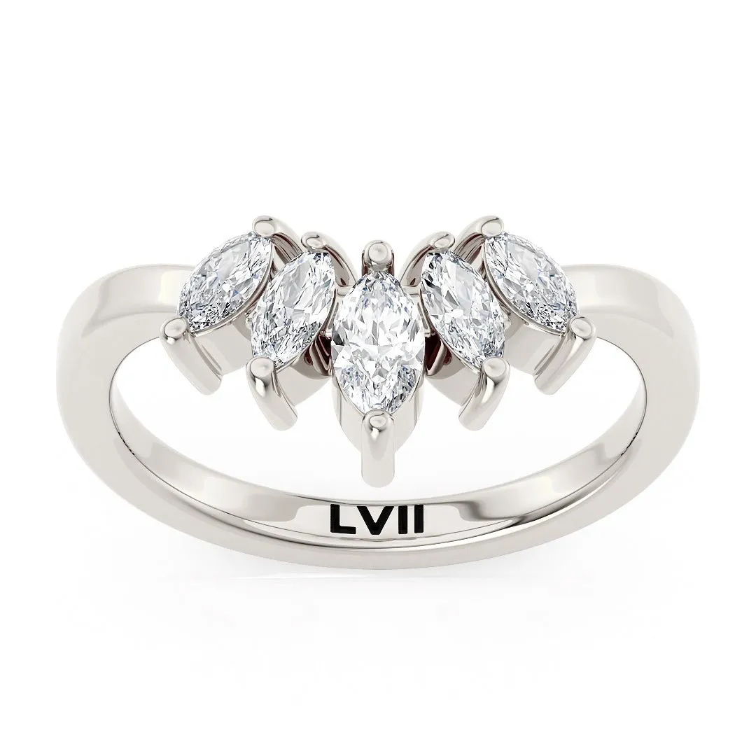 Contoured Marquise Lab-Grown Diamond Rings  - The Florence Wedding Band