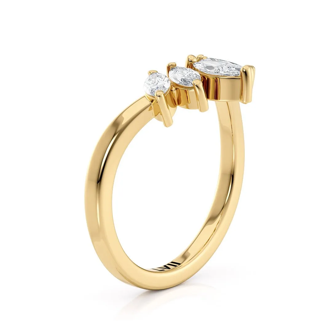 Contoured Marquise Lab-Grown Diamond Rings  - The Florence Wedding Band